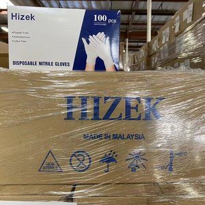 Hizek Disposal Nitrile Gloves, White Color, M and XL size